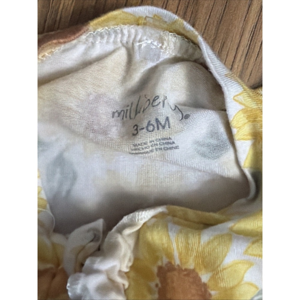 Milkberry Baby Girls 3-6 Months Sunflower Footie Sleeper Pajamas Ruffle Bum - Picture 5 of 6